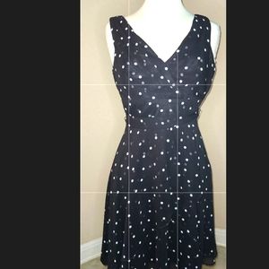 White House Black Market Belted Polka-Dot Dress